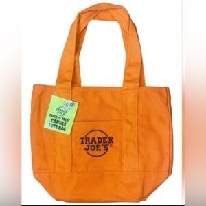 Trader Joe's Halloween Orange & Purple Canvas Mini Tote NWT